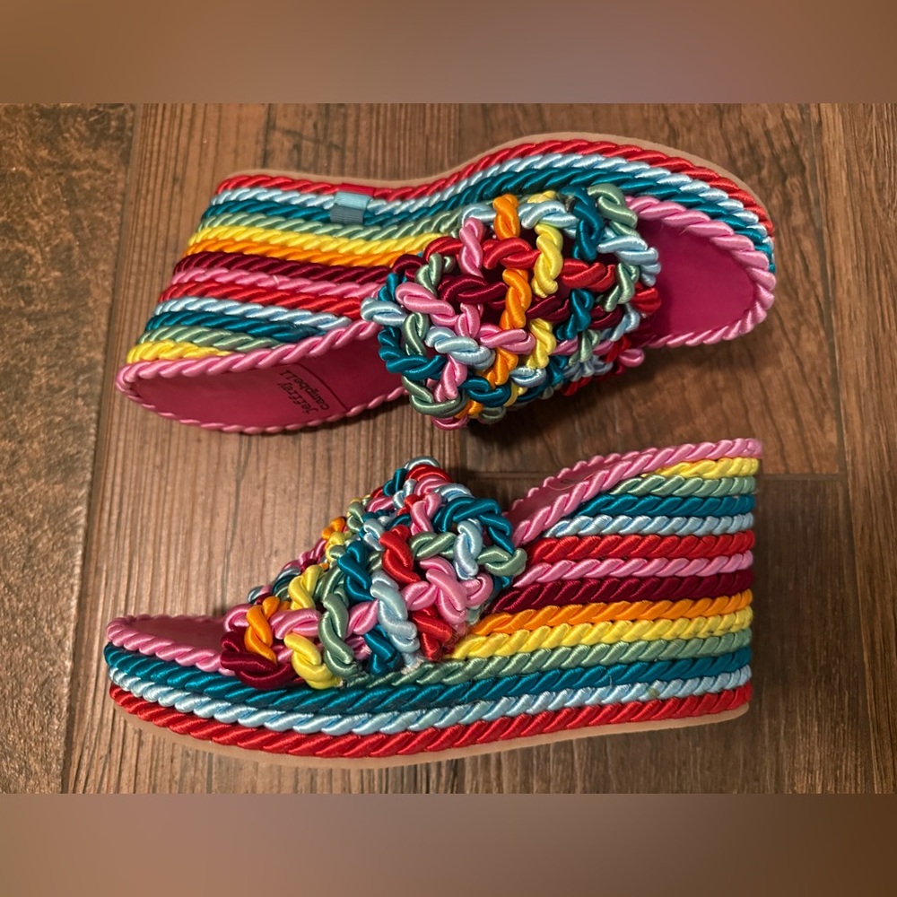 Jeffrey Campbell Multicolor Braided Pink Wedges - 41 - Picture 2 of 3